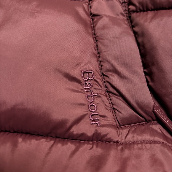 Barbour Weatheram Longline Quilted Puffer Coat Purple Wine SIZE 4 US Women - Picture 5 of 12